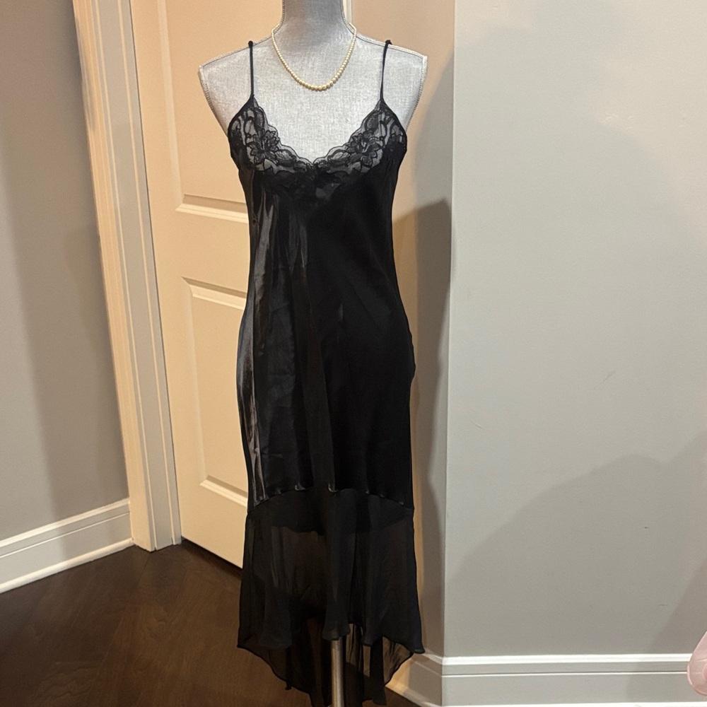 Vintage Nine Company Elegant Black Lace Slip Dress size Large